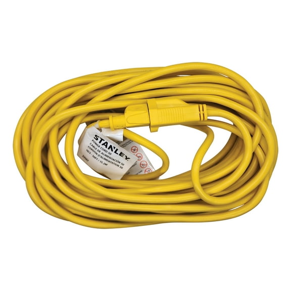 STANLEY POWERCORD 33507 16-Gauge 3-Prong Yellow Outdoor Power Extension Cord, 15 Amps, 50 Ft., 33507
