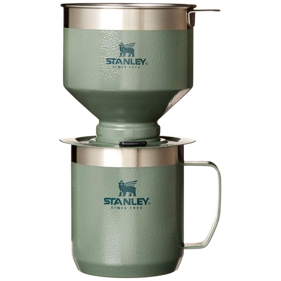 STANLEY Perfect Brew Pour Over Set | 12 oz Camp Mug with Lid Included | Drip Coffee Maker with Reusable Filter | Insulated Stainless Steel | BPA-Free | Hammertone Green