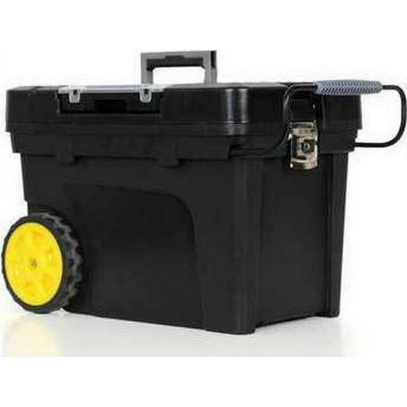 STANLEY Rolling Contractor Chest, Plastic, Black, 24" W x 15" D x 16-1/2" H