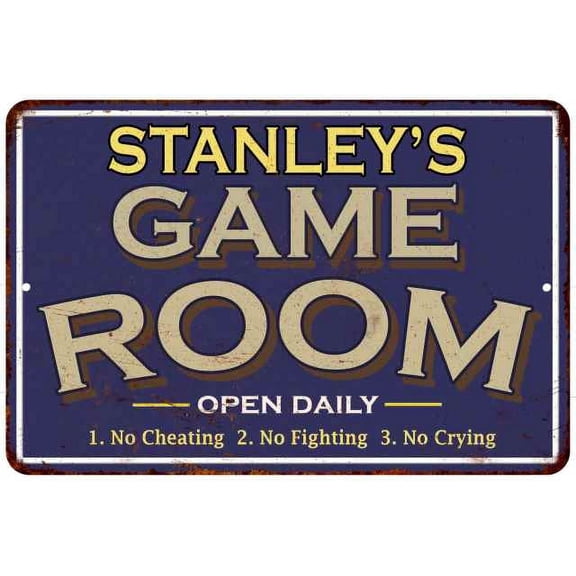 STANLEY'S Blue Game Room Sign Metal 8 x 12 Matte Finish Metal 108120002432