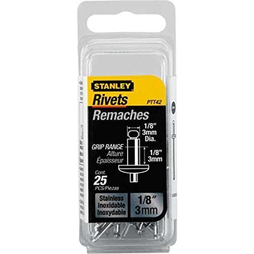 Stanley PTT42 25-Pack 1/8-Inch x 1/8-Inch Stainless Steel Grip Rivets