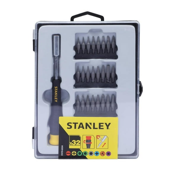 STANLEY STHT0-62634 32-Piece Precision Screwdriver Set with Fast Tip Recognition for Home, DIY & Professional Use, Ideal for Carpentry, Mechanical, Electrical & Plumbing Tasks, YELLOW & GREY