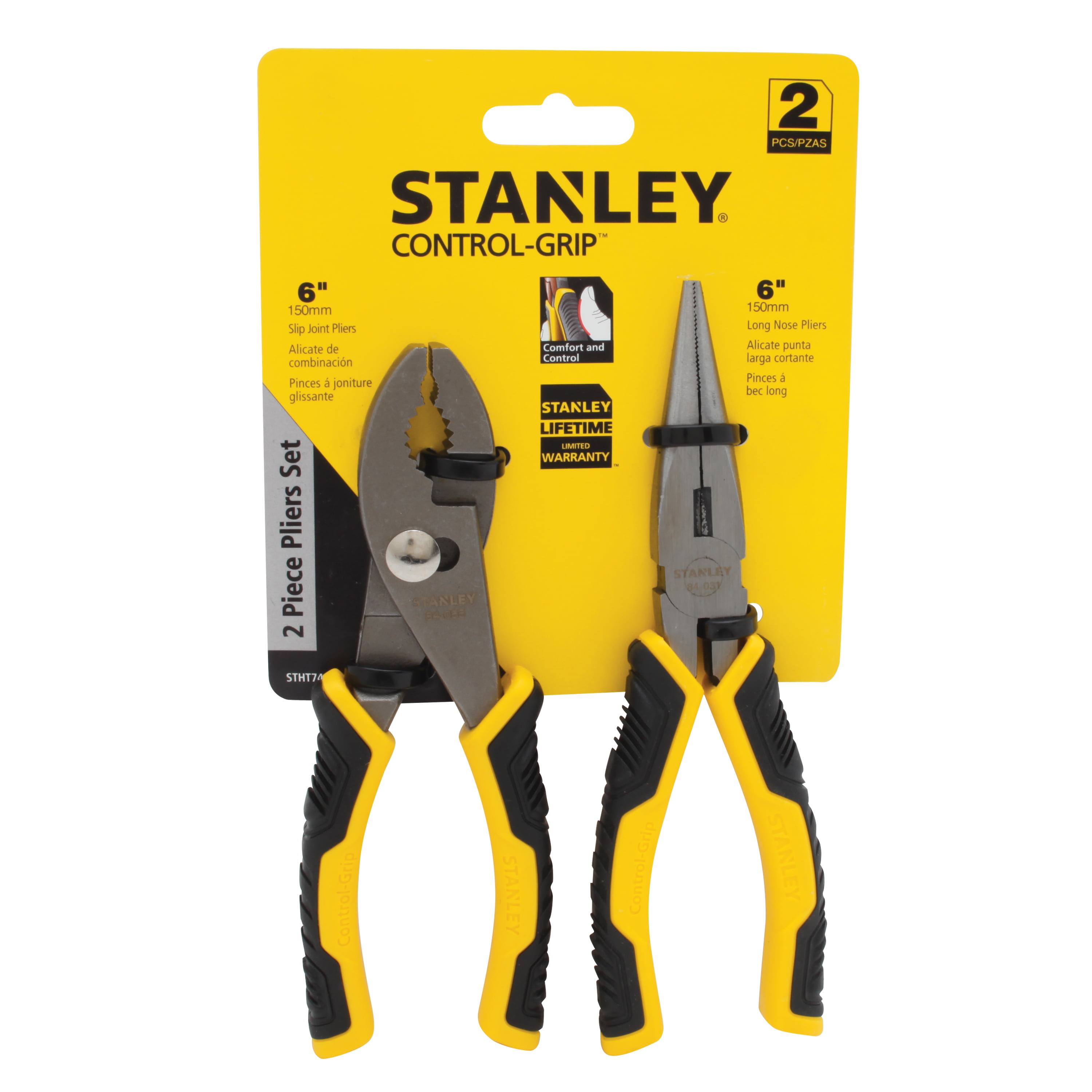 STANLEY STHT74923 2pk Control Grip Pliers Set
