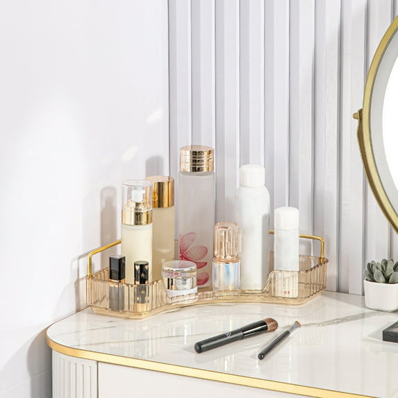 STAOEDU 1-Tier Corner Bathroom Counter Organizer, Countertop Perfume Tray and Vanity Organizer, Makeup Cosmetic Storage, Corner Storage Organizers for Bathroom, Dresser, Kitchen