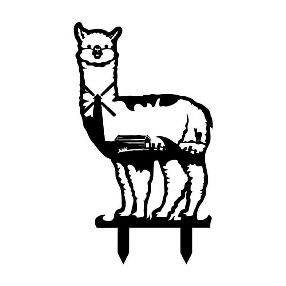 STAOEDU 13inch Metal alpaca Yard Art, Hollow Out Animals Silhouette Statue Decor, Lifelike Ornaments Animals Yard Decorative, Pathway, Floor Decoration, Garden, Lawn, Outdoor Decoration