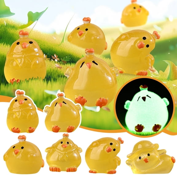 STAOEDU 20PCS Luminous Mini Chicken Figurines Resin Miniature Animals, Tiny Chickens Miniature Glow in The Dark for Dollhouse, Micro Landscape, DIY, Home Outdoor Party Decor