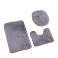 thumbnail image 1 of STAOEDU 3pc Solid Non-Slip Bath Mat Set Bathroom U-Shaped Contour Rug, Mat and Toilet Lid Cover (Dark Gray), 1 of 5
