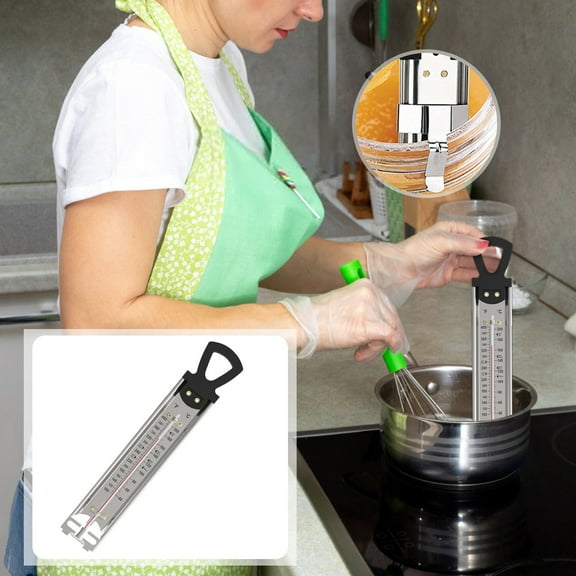 STAOEDU Candy Thermometer with Pot Clip, Stainless Steel Deep Fry Thermometer with Hanging Ring Handle, Candy/Deep Fry/Jam/Sugar/Syrup Thermometer, Instant Read Thermometer