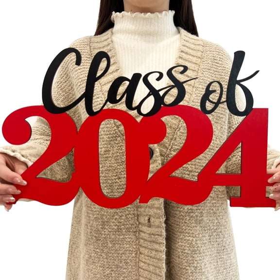 STAOEDU Class of 2024 Wooden Sign Graduation Party Decorations 2024 First Day of School Wood Cutout Sign 2024 Ornament Graduation Photo Booth Prop Wood Sign