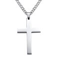 thumbnail image 1 of STAOEDU Cross Necklace for Men, Silver Black Gold Stainless Steel Plain Cross Pendant Necklace for Men Box Chain, 1 of 5