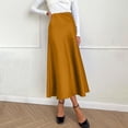 thumbnail image 1 of STAOEDU Midi Skirts for Women High Waist Silk Stain Casual A Line Zipper Skirt, 1 of 6