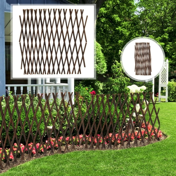 STAOEDU Natural Lattice Willow Trellis Fence for Climbing Plants,Expandable Garden Fence Wall Panel, Outdoor Decorative Wood Fence