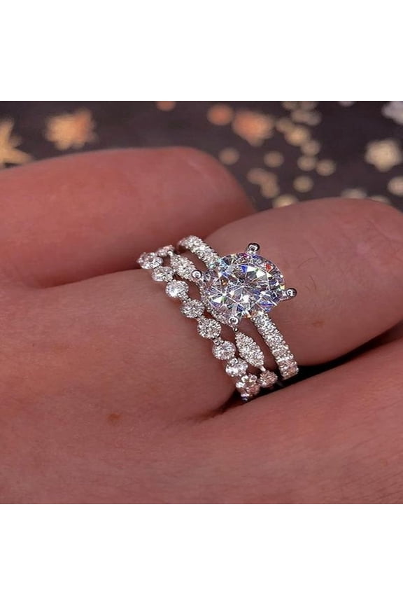 Rings for Women Non Tarnish Dainty Plated Stacking Cubic Zirconia Thumb Ring Set Trendy Statement Promise Wedding Bands