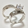 thumbnail image 1 of STAOEDU Silver Ladies 2-Piece Diamond Engagement Wedding Ring Set Rhodium Finish, 1 of 3