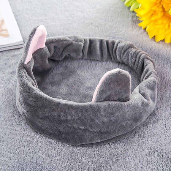 STAOEDU Spa Headband for Women, Facial Makeup Headband Soft Coral Fleece Cosmetic Headband for Women Girls Cat Ears Hair Band Head Wraps
