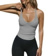 thumbnail image 1 of STAOEDU Women Spaghetti Deep V Neck Ribbed Tank Tops Slim Fitted Camisole Basic Sleeveless Layering Shirts, 1 of 6