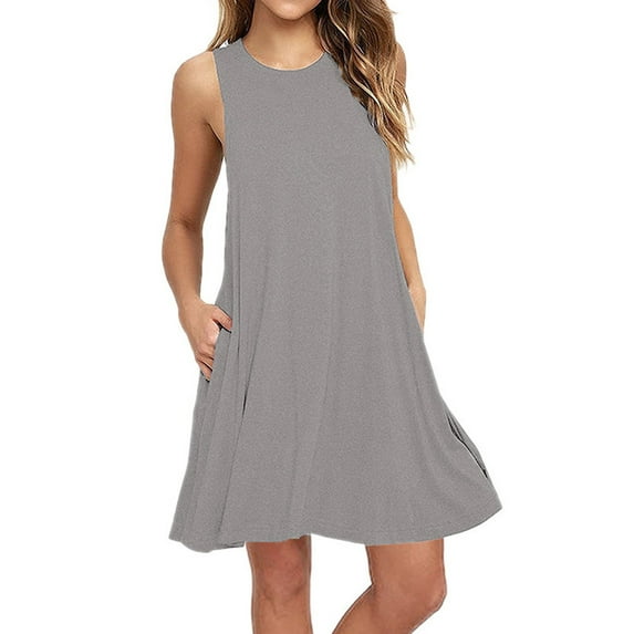STAOEDU Women's Summer Casual T Shirt Dresses Beach Cover up Plain Tank Dress