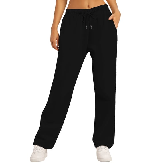 STAOEDU Women's Drawstring High Waisted Wide Leg Long Pants Casual Sweatpants