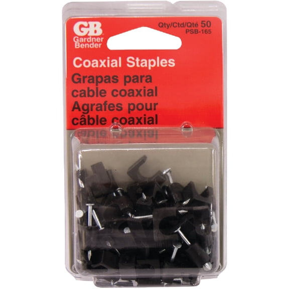 Gardner Bender Coaxial Staple CD50 - Easy Installation - 1/4" Black