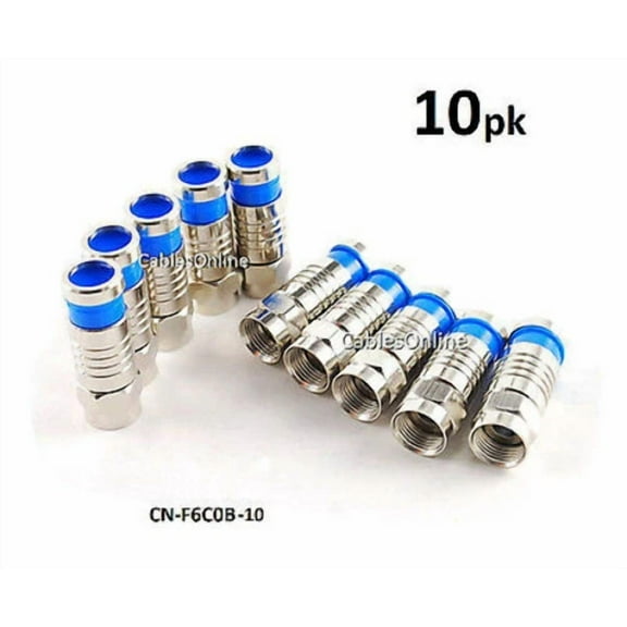 STAR- 10-Pack F-Type Male Rg6 Blue Compression Connector For Coax Cable, Cn-F6C0B-10
