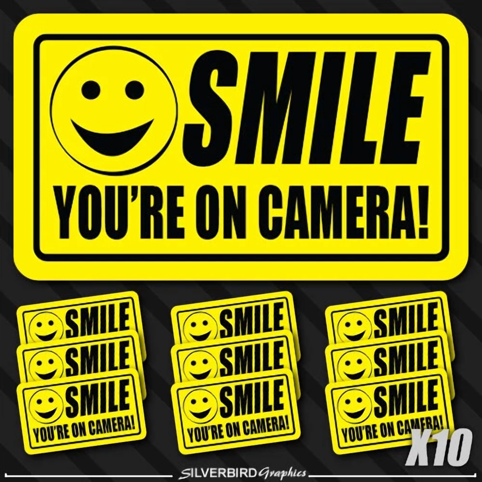 STAR- 10 Pack Smile You'Re On Camera Sticker Video Security Warning ...