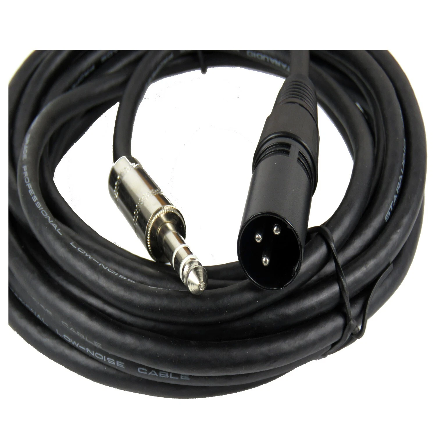 2-Pack 15ft XLR Male To 1/4" TRS Stereo Cables - Shielded Mic/Instrument Cables