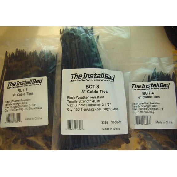 STAR- (300) 4" 6" 8" Nylon Cable Wire Zip Ties Pull Strap Install 100 Each Sealed Tie