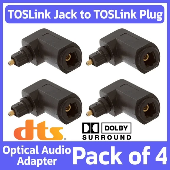STAR- 4 Pack Toslink Male To Female 90 Cable Adapter Optical Right Angle Connector