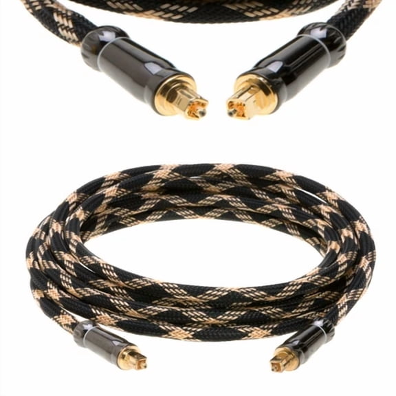 STAR- 6Ft Durable Mesh Nylon Digital Optical S/Pdif Fiber Toslink Audio Cable Gold
