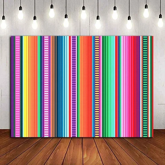 STAR- 7X5Ft Vinyl Color Stripe Photo Background For Mexican Fiesta Theme Party