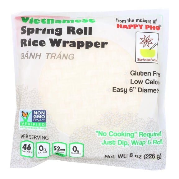 STAR ANISE - Easy Vietnamese Spring Roll Rice Wrappers - 8 Oz, Case of 12