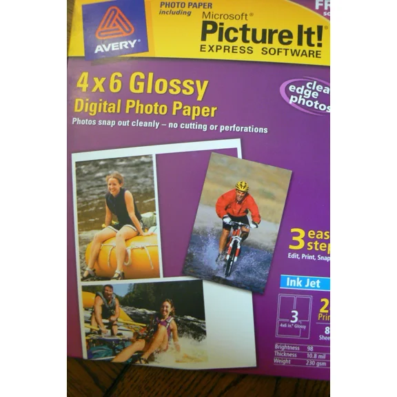 STAR- Avery Photo Paper 4X6 Glossy Digital Photo Paper 8 Sheets 24 Pic Package