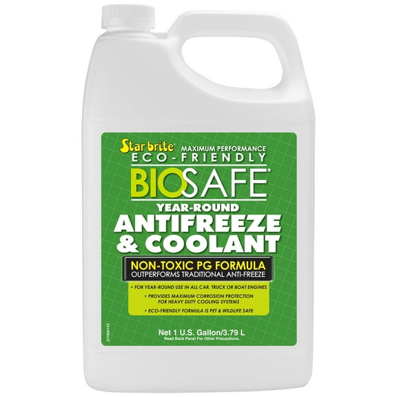 STAR BRITE BIO-SAFE Anti-Freeze / Coolant - Full Strength Propylene Glycol - Year-Round Engine Protection - 1 GAL (031700C)