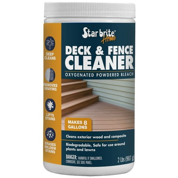 STAR BRITE Home Deck & Fence Cleaner - Oxygenated Bleach Power - Great for Wood & Composite - Chlorine-Free, Solvent-Free - 2LB Makes 8 Gallons
