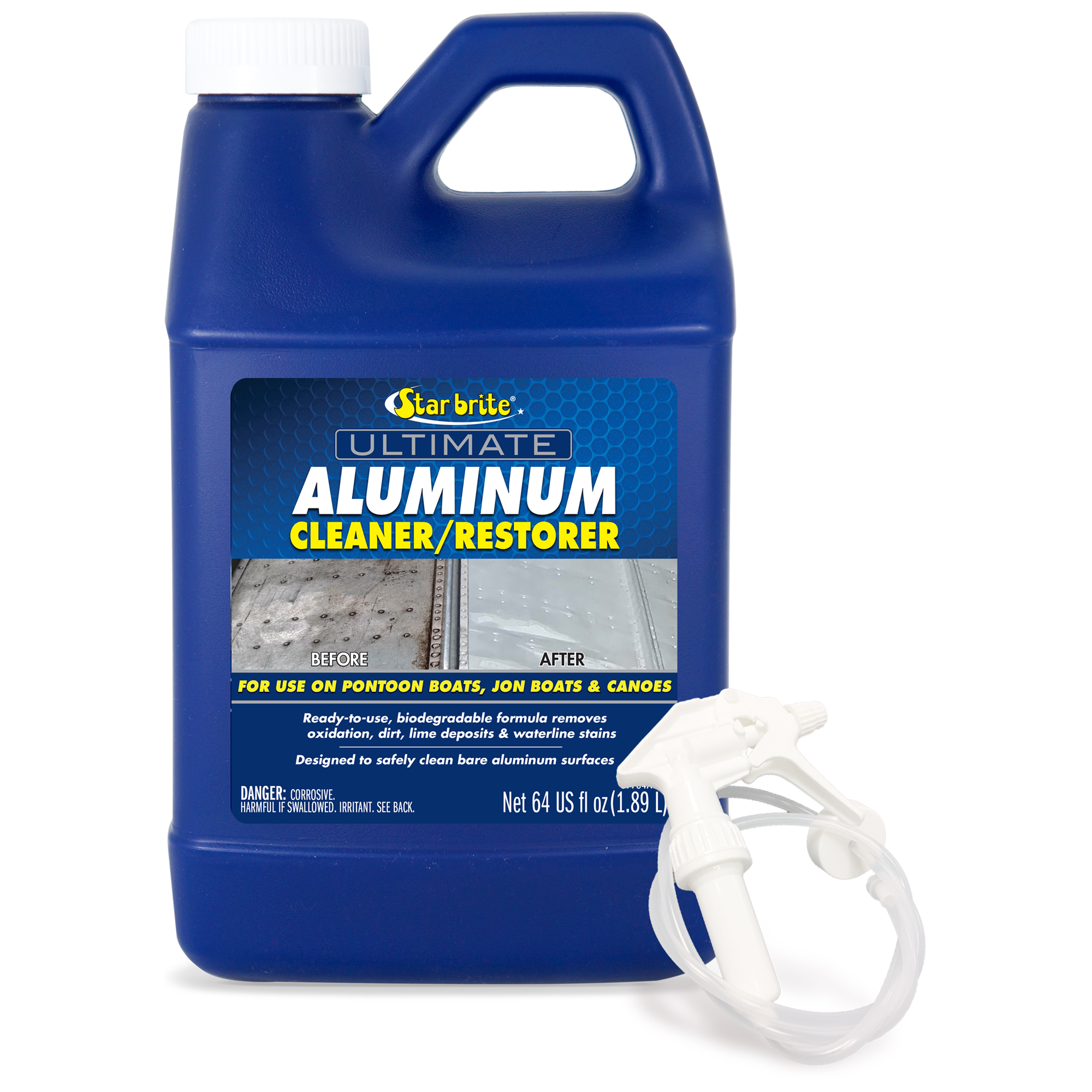 STAR BRITE Ultimate Aluminum Cleaner & Restorer - Aluminum Boat Cleaner - Perfect for Pontoon Boats, Jon Boats & Canoes (NO SPRAYER) - 64 OZ (087764) - image 1 of 4