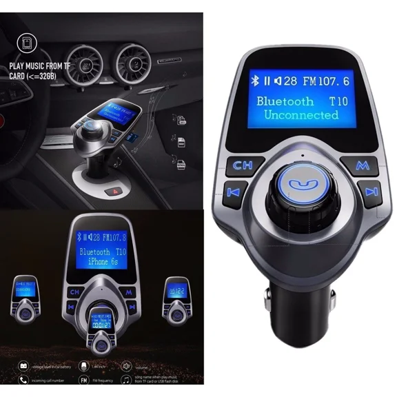 STAR- Bluetooth Fm Transmitter Wireless In-Car Radio Adapter Lcd Digital Screen 2 Usb