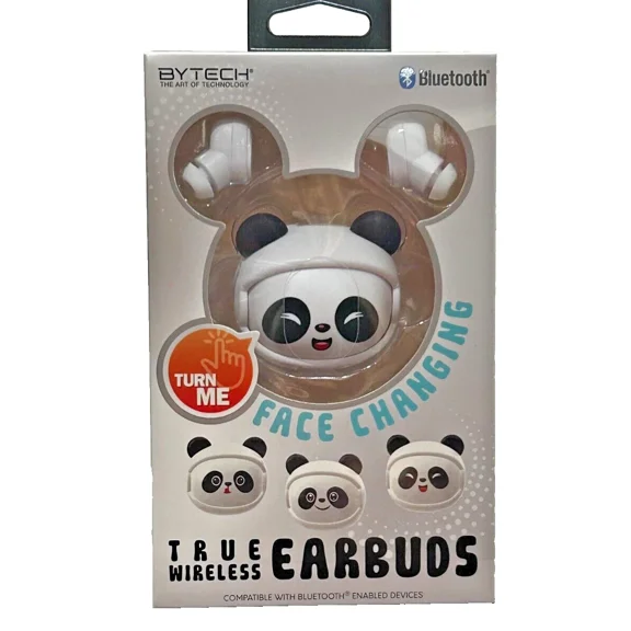 STAR- Bytech Rotating White/Black Panda True Wireless Earbuds Face Changing