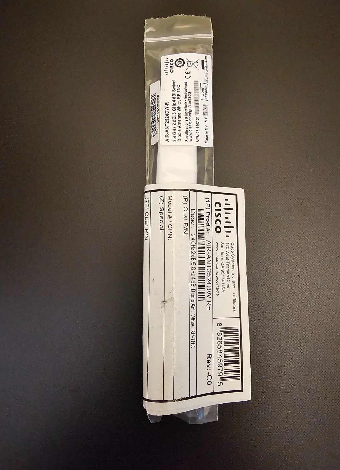 Dual-Band RP-TNC Antenna For Cisco Aironet - 2.4GHz/5GHz White Antenna
