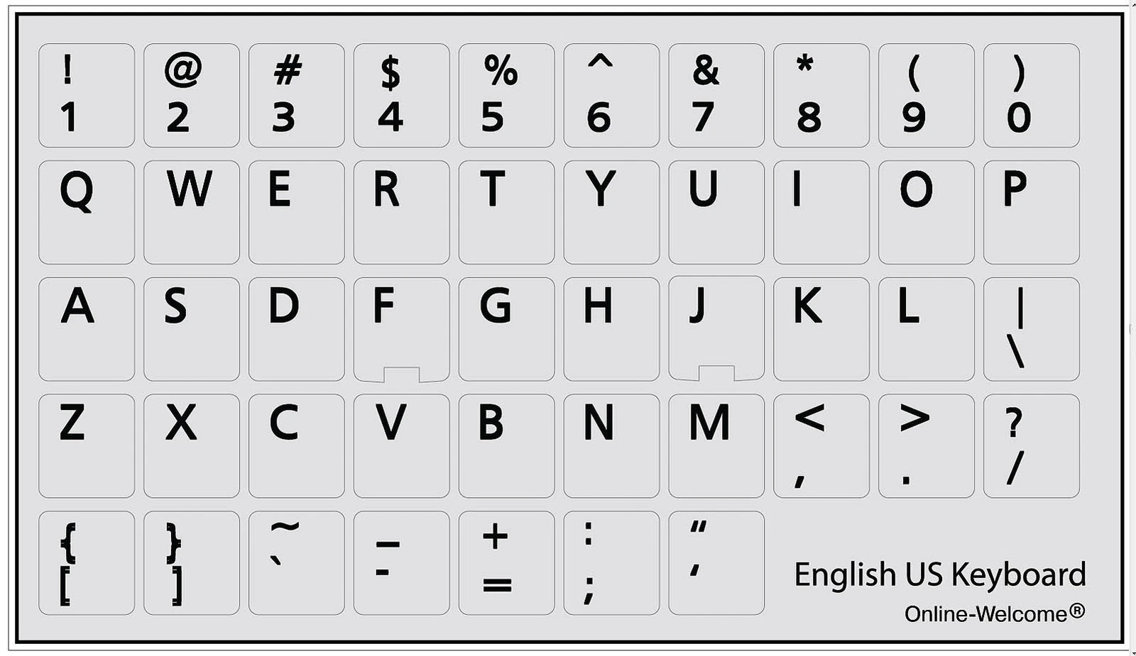 STAR- English Us Keyboard Sticker Label Key For Computer Laptop Gray ...