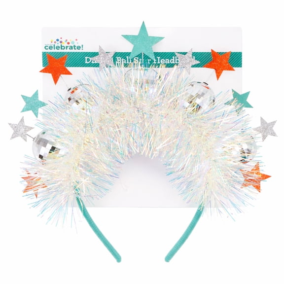Star Headband with Disco Balls, Bright Party Accessory for Adult Parties and Events, by Way To Celebrate