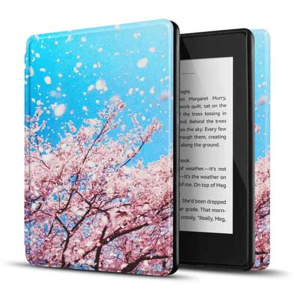STAR- Kindle 10 Gen E-Reader Case Slim Light Smart Cover Auto Sleep Wake Cherry Bloom