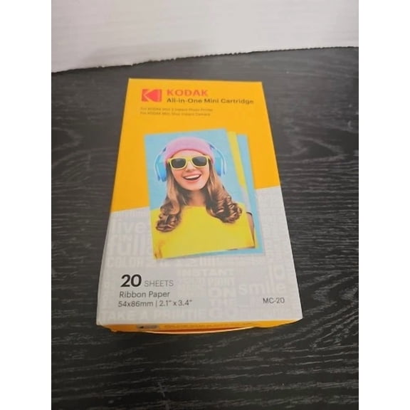 STAR- Kodak All-In-One Mini Cartridge | 20 Sheets | Ribbon Paper | 2.1" X 3.4" Mc-20