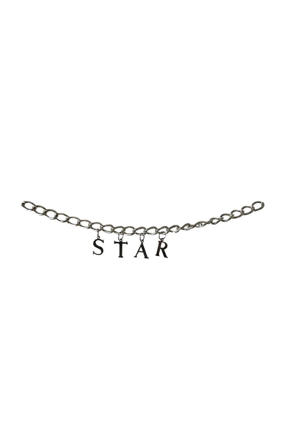 STAR Logo Choker Dangle Silver Color Metal Chain Necklace Novelty Gift Jewelry