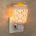 thumbnail image 1 of STAR MOON Ceramic Pluggable Wax Melt Warmer, Diffuser for Fragrance Oil, Candle Melter Plug in Wall for Home, Office and Spa, Ideal Gifts, with Two Bulbs Packed - Flower Hollow Design, 1 of 5