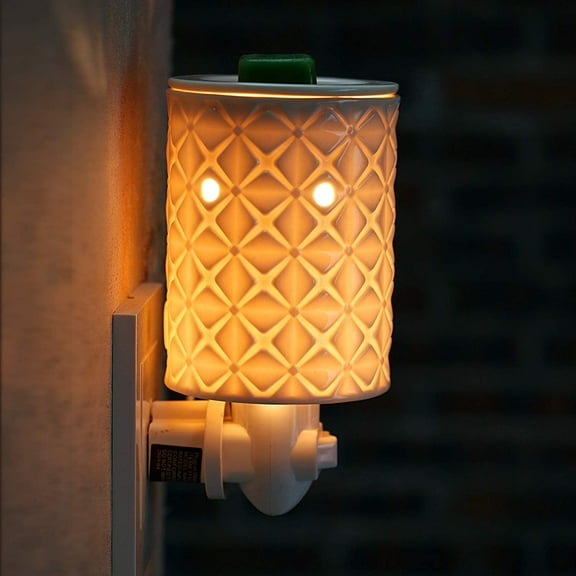 STAR MOON Plug in Fragrance Wax Warmer, Ceramic Electric Wax Melt Warmer, Candle Melter Burner for Scented Wax, Scentsy Wax Cubes, No Flame No Smoke No Soot, Two Bulbs Packaged- Bauhinia Pattern