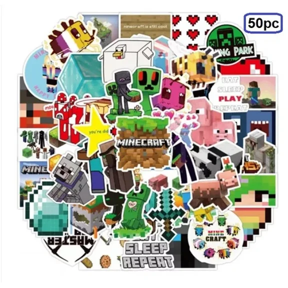STAR- Minecraft Sticker Vinyl Decals Gaming Game Teacher Favors Reward Supply Lot 50Pc