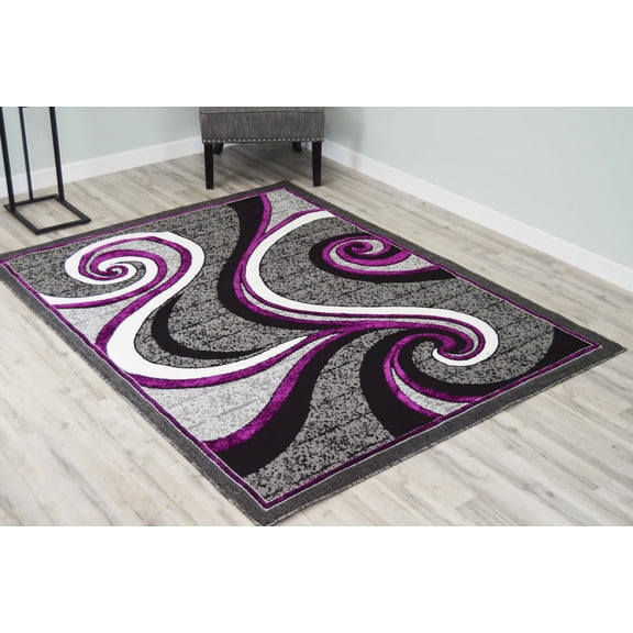 STAR Modern Stylish Living Room Rug DESIGN 1308 - 5'2"x7'5", Purple
