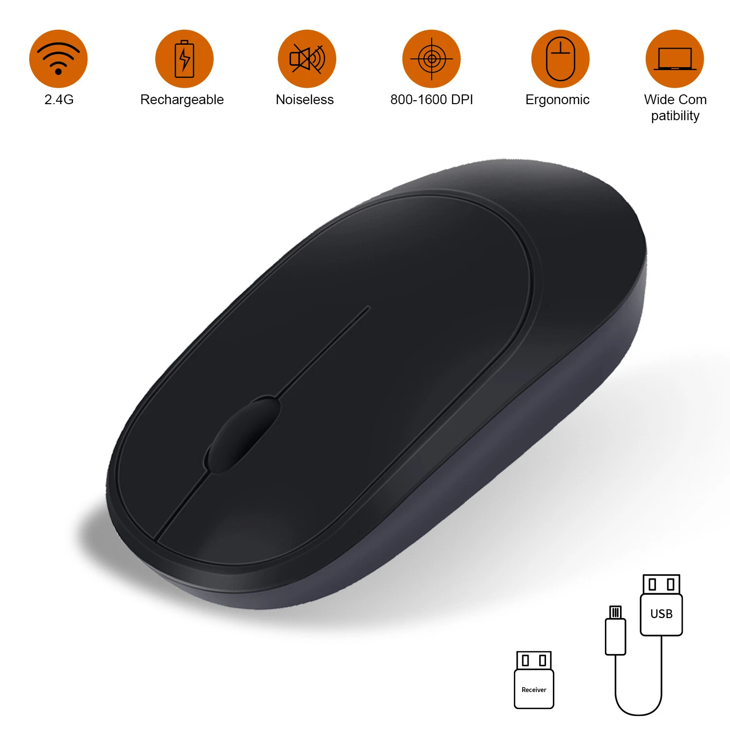 STAR- Mouse Wireless Optical Computer Rechargeable Portable Ergonomic ...