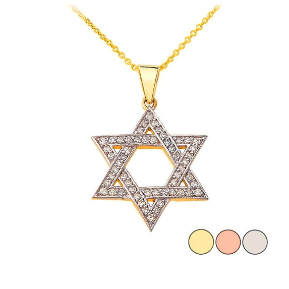 STAR OF DAVID DIAMOND PENDANT NECKLACE IN GOLD (YELLOW/ ROSE/WHITE) : 10K Pendant with 22" chain