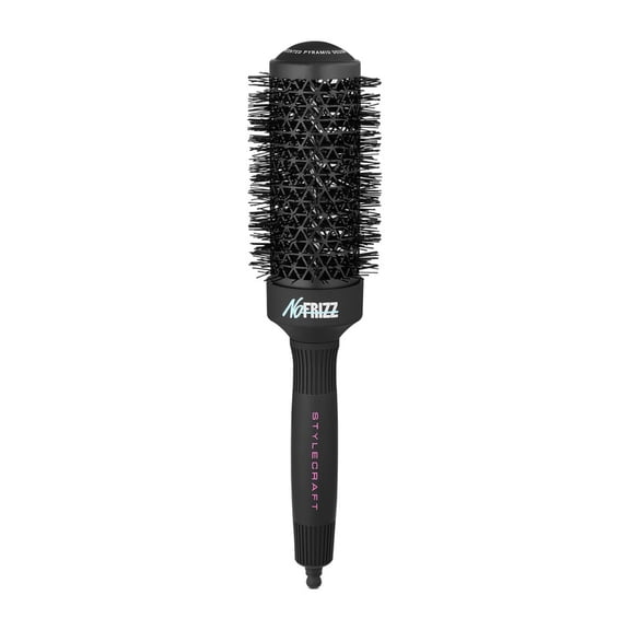 StyleCraft NoFRIZZ Round Brush with Patented Vent Design for 50% More Airflow and Ion Technology and Ceramic-Coated Barrel 